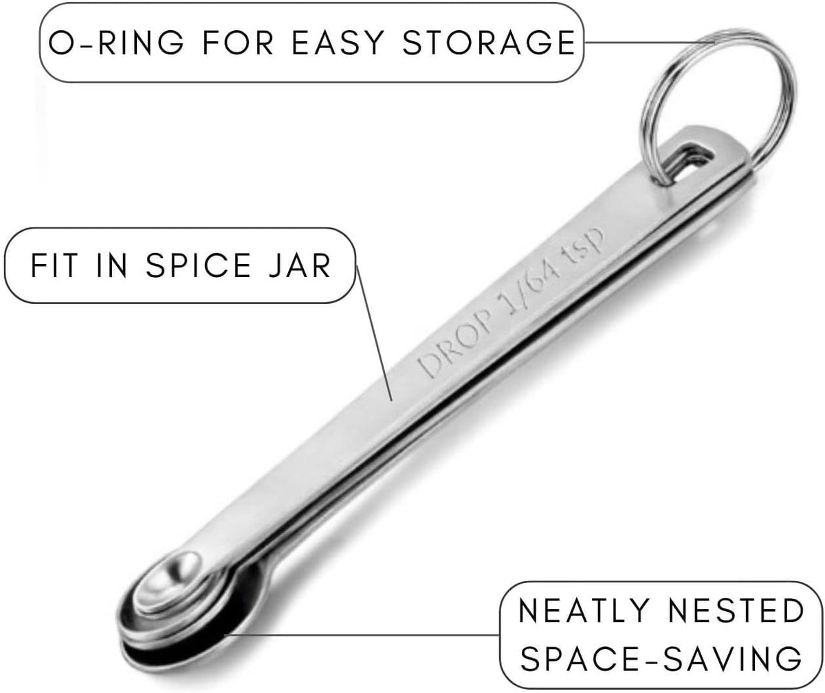 Measuring Spoons Set, 1 tbsp, 1/2 tbsp, and 1-1/16tsp Stainless Steel Measuring Spoons for Cooking Baking Spice Jars and Liquid Ingredients