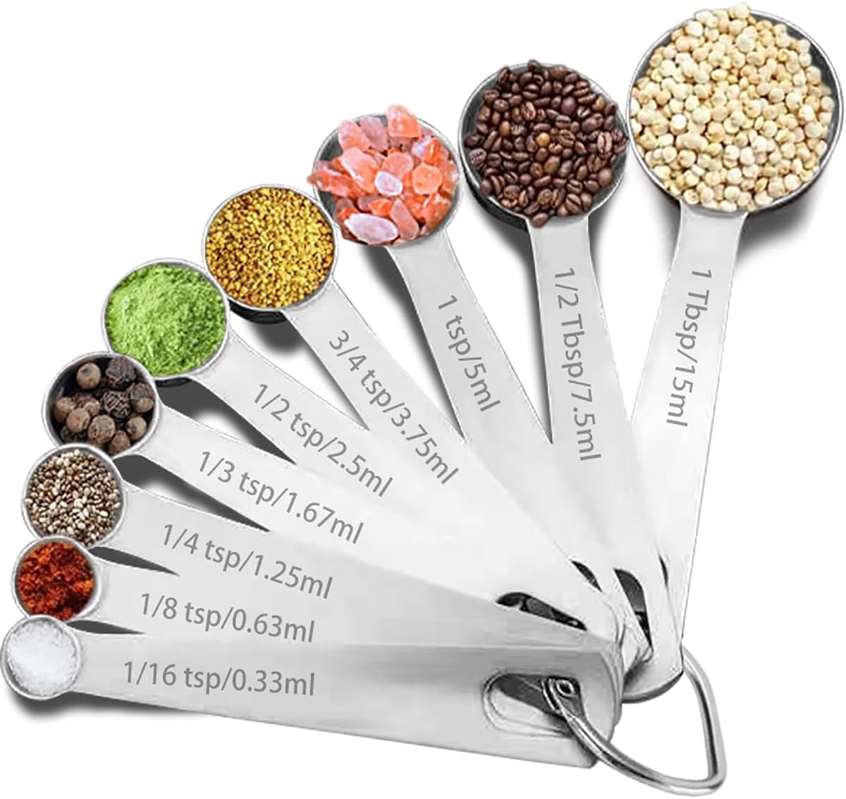 Measuring Spoons Set, 1 tbsp, 1/2 tbsp, and 1-1/16tsp Stainless Steel Measuring Spoons for Cooking Baking Spice Jars and Liquid Ingredients