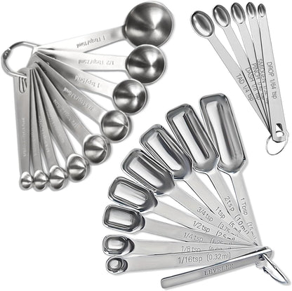 Measuring Spoons Set, 1 tbsp, 1/2 tbsp, and 1-1/16tsp Stainless Steel Measuring Spoons for Cooking Baking Spice Jars and Liquid Ingredients