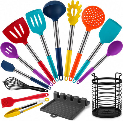 Silicone Kitchen Cooking Utensils Set, 14pcs Multicolor