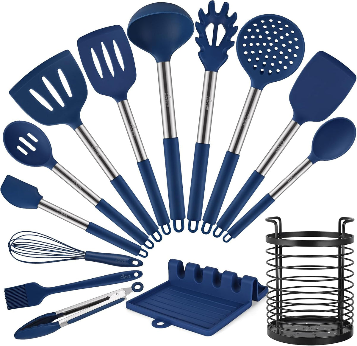 Silicone Kitchen Cooking Utensils Set, 14pcs Multicolor