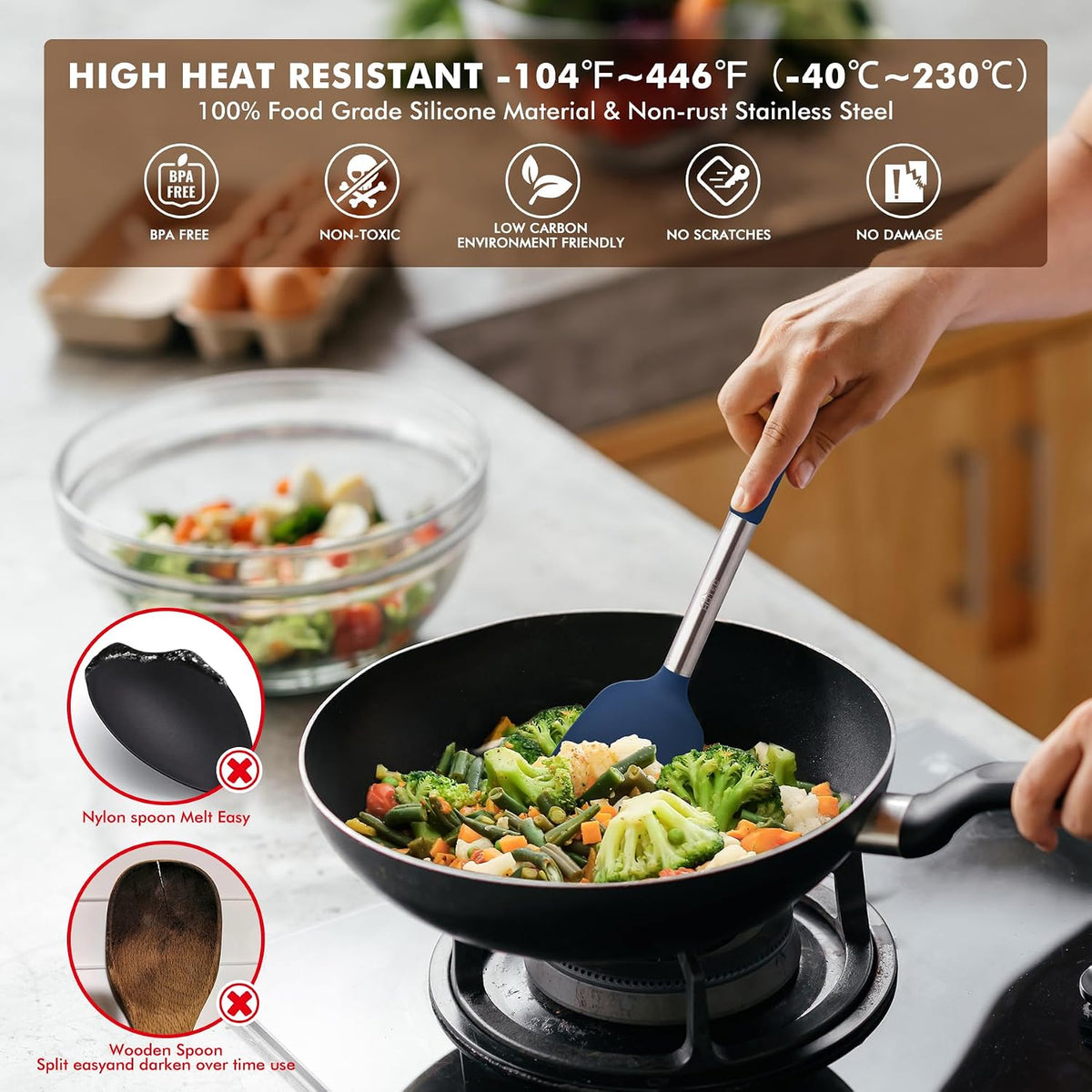 Silicone Kitchen Cooking Utensils Set, 14pcs Multicolor