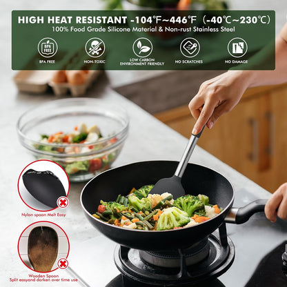 Silicone Kitchen Cooking Utensils Set, 14pcs Multicolor