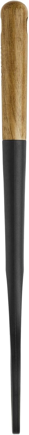 Soup Ladle, Perfect for Serving Hot Soup, Portion Batter for Pancakes, and Sauce Pasta, Durable BPA-Free Matte Black Silicone, Acacia Wood Handles, Safe for Nonstick Cooking Surfaces