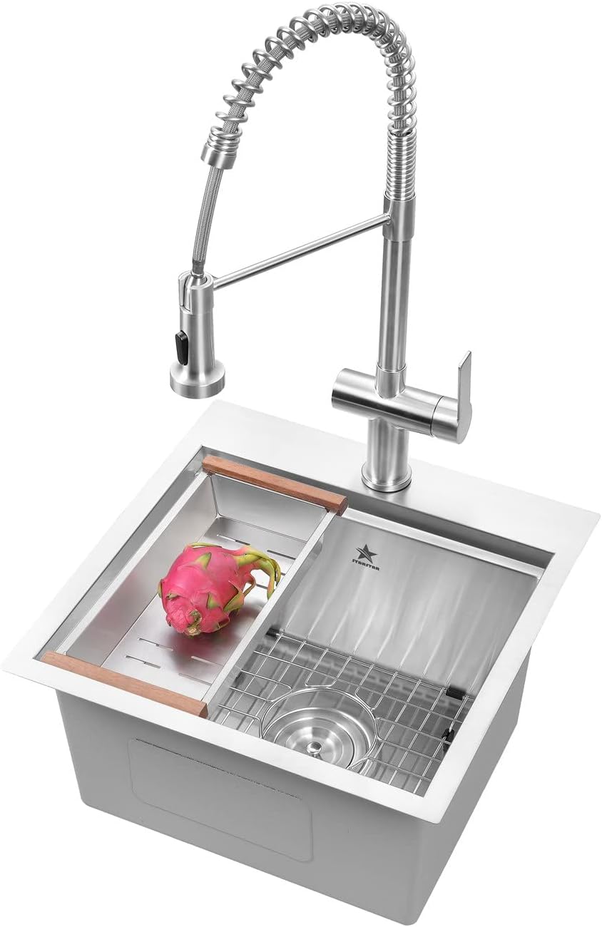 Stainless Steel Colander For Workstation Kitchen Sink (Wood Cover, 13.5 W - 7.7/8 L)