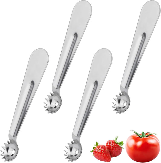4pcs Tomato Corer Tool, Stainless Steel Tomato Strawberry Stem Remover Strawberry Huller Fruit Vegetable Core Baller Tool for Kitchen
