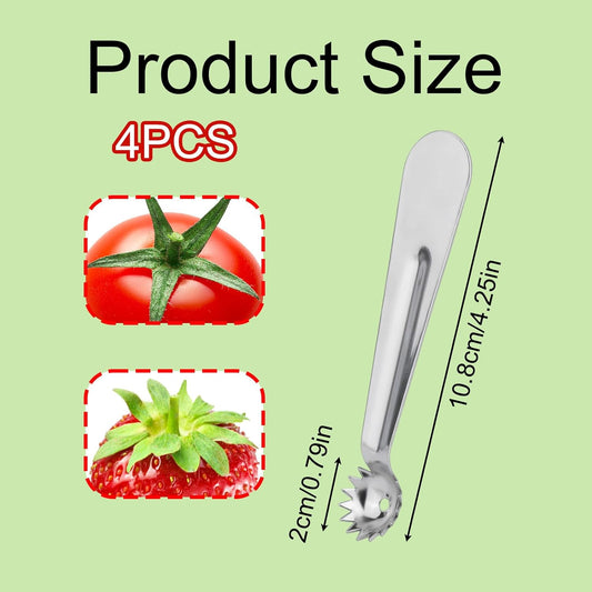 4pcs Tomato Corer Tool, Stainless Steel Tomato Strawberry Stem Remover Strawberry Huller Fruit Vegetable Core Baller Tool for Kitchen
