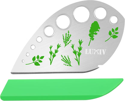 Luxiv Herb Stripper Tool Stainless Steel 9-Hole Leaf Peeler with Knife