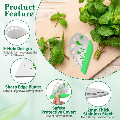 Luxiv Herb Stripper Tool Stainless Steel 9-Hole Leaf Peeler with Knife