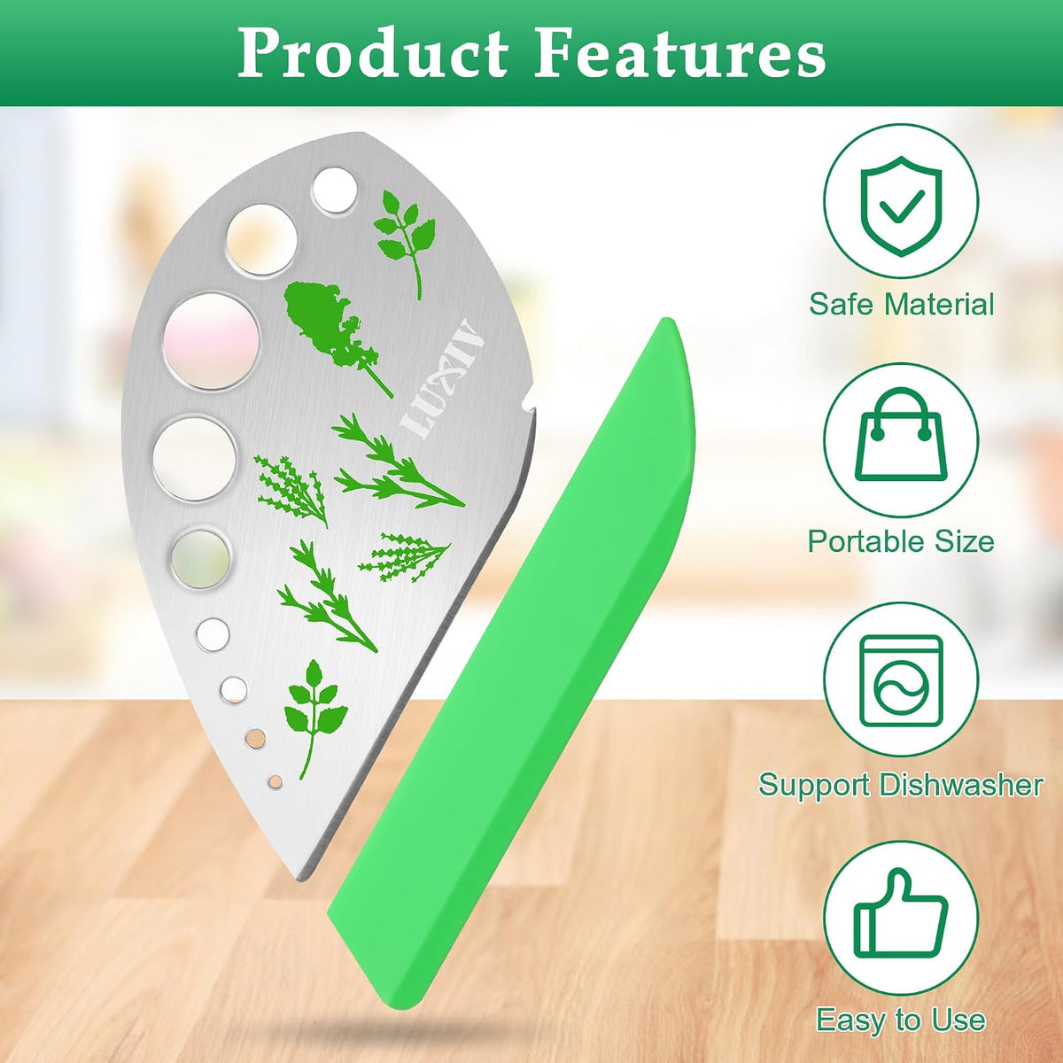 Luxiv Herb Stripper Tool Stainless Steel 9-Hole Leaf Peeler with Knife