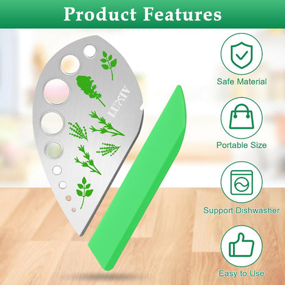 Luxiv Herb Stripper Tool Stainless Steel 9-Hole Leaf Peeler with Knife