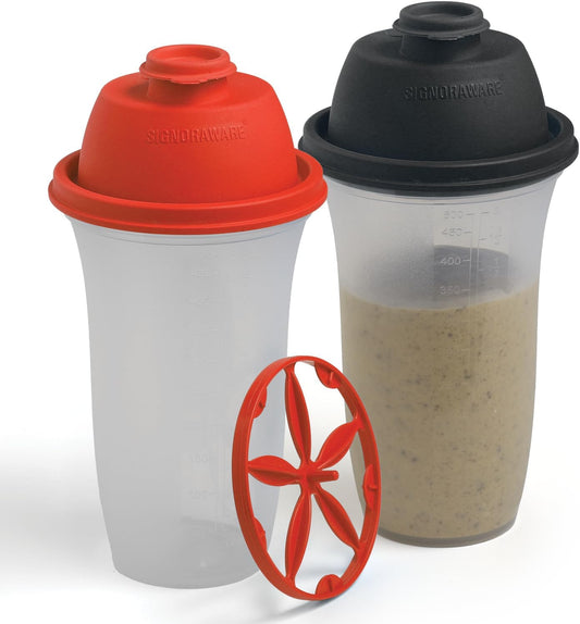 Shaker Bottles | 17-Ounce Plastic Protein Shake Bottle for Meal Replacement Shakes & Smoothies, Beverages, Mixing Salad Dressing & Sauces, Margarita, & More | 2 Pack