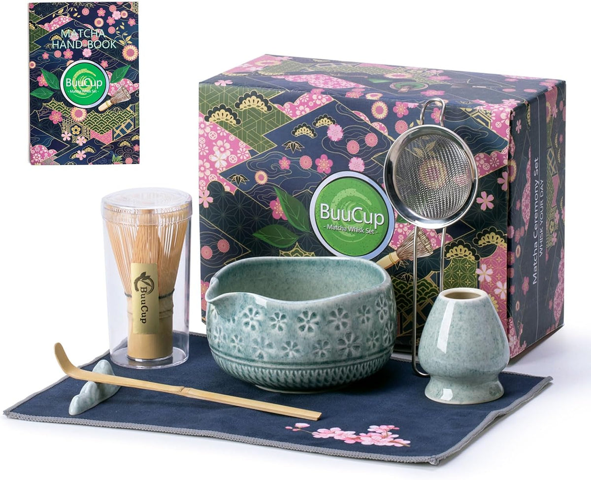 Matcha Whisk Set, Ceramic Matcha Kit Set with Bowl & Tools, Green