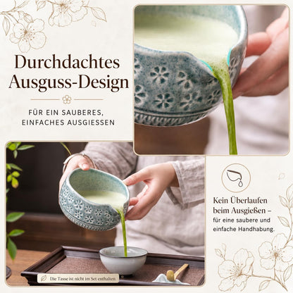 Matcha Whisk Set, Ceramic Matcha Kit Set with Bowl & Tools, Green
