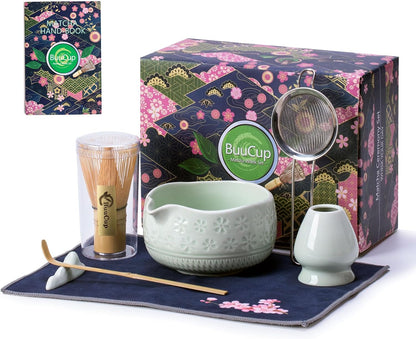 Matcha Whisk Set, Ceramic Matcha Kit Set with Bowl & Tools, Green