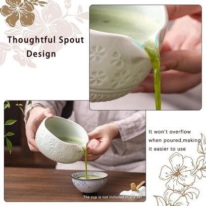 Matcha Whisk Set, Ceramic Matcha Kit Set with Bowl & Tools, Green