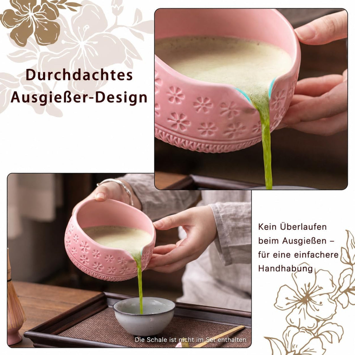 Matcha Whisk Set, Ceramic Matcha Kit Set with Bowl & Tools, Green