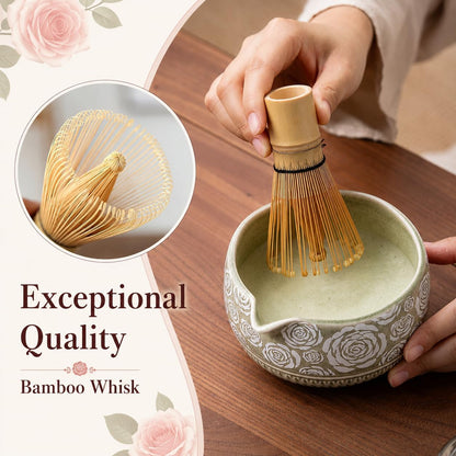 Matcha Whisk Set, Ceramic Matcha Kit Set with Bowl & Tools, Green