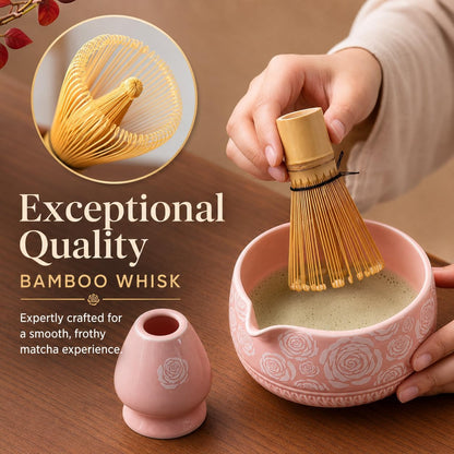 Matcha Whisk Set, Ceramic Matcha Kit Set with Bowl & Tools, Green