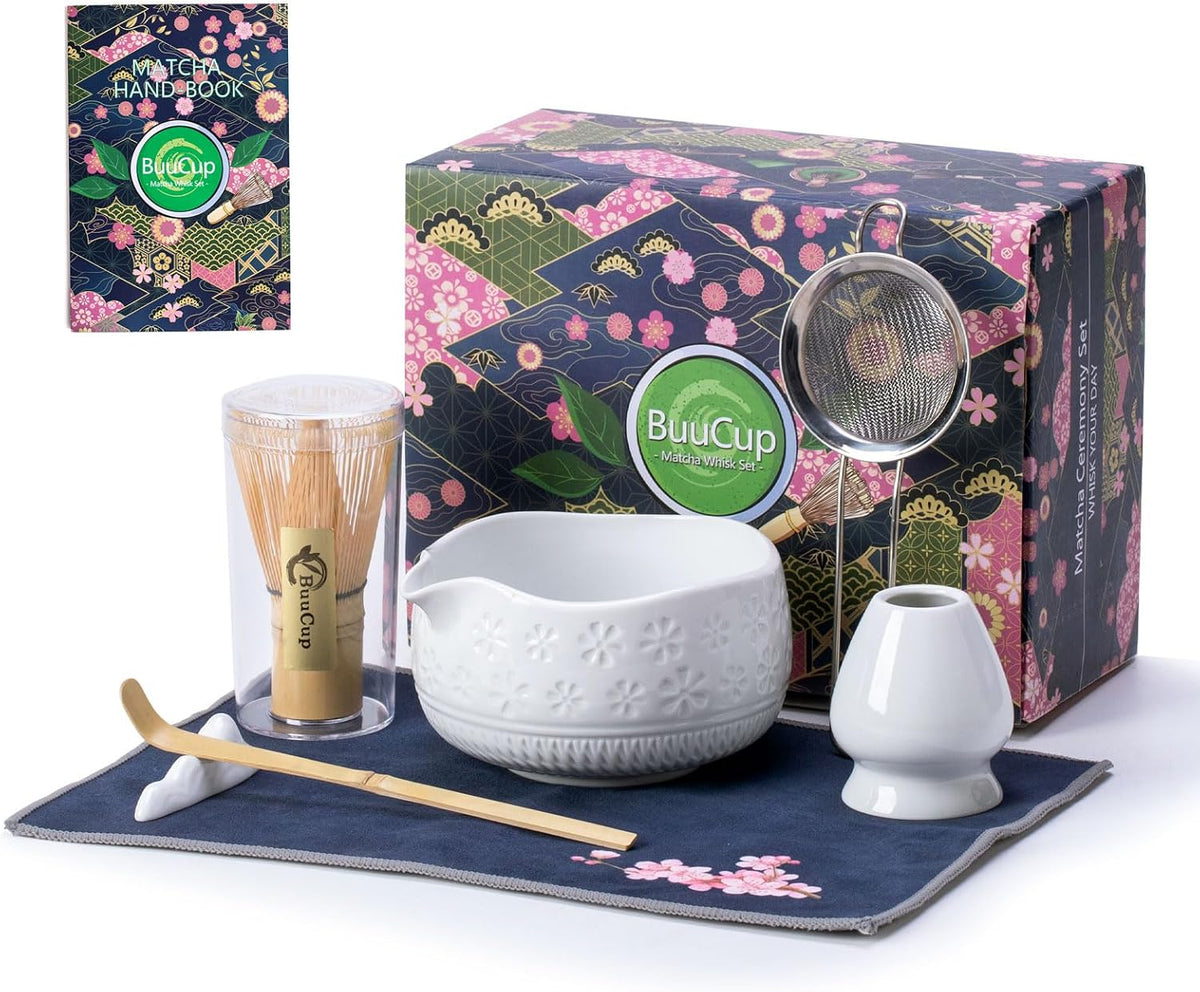 Matcha Whisk Set, Ceramic Matcha Kit Set with Bowl & Tools, Green