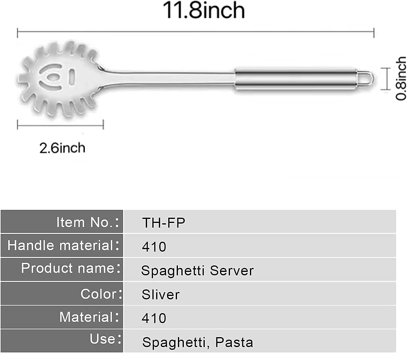 Pasta Fork, Pasta Spoon, Spaghetti Sever, Durable Stainless Steel Pasta Server, Spaghetti Spoon Server, Heat Resistant, 12 inch