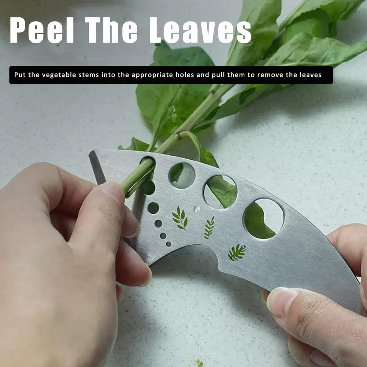 Herb Stripper 9 Holes, Stainless Steel Kitchen Herb Stripping Tool Loose Leaf Kale Razor Metal Leaf Pealer for Kale, Chard, Collard Greens, Thyme, Rosemary, Basil