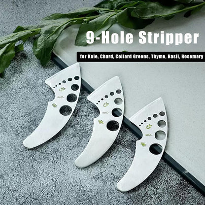 Herb Stripper 9 Holes, Stainless Steel Kitchen Herb Stripping Tool Loose Leaf Kale Razor Metal Leaf Pealer for Kale, Chard, Collard Greens, Thyme, Rosemary, Basil