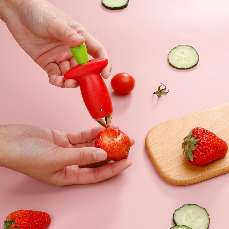 2 Pack Strawberry Slicer Cutter, Pineapple Corer & Slicer, Grape Apple Slicer, Tomato Corer, Multi-use Kitchen Tool for Fresh Strawberries Berries & Assorted Fruits