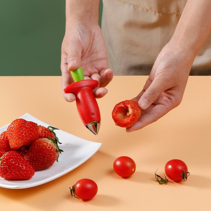 2 Pack Strawberry Slicer Cutter, Pineapple Corer & Slicer, Grape Apple Slicer, Tomato Corer, Multi-use Kitchen Tool for Fresh Strawberries Berries & Assorted Fruits