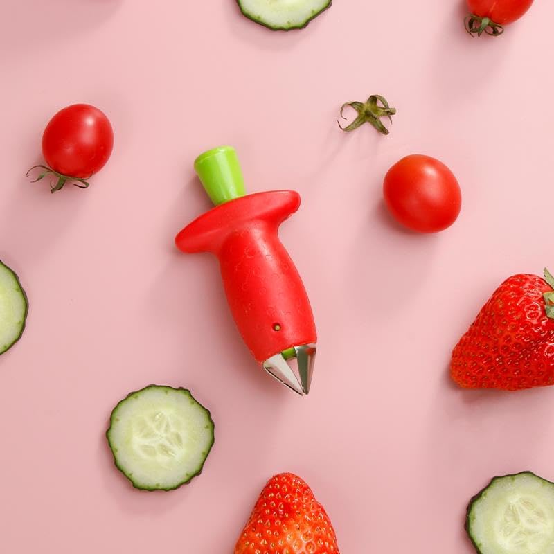 2 Pack Strawberry Slicer Cutter, Pineapple Corer & Slicer, Grape Apple Slicer, Tomato Corer, Multi-use Kitchen Tool for Fresh Strawberries Berries & Assorted Fruits