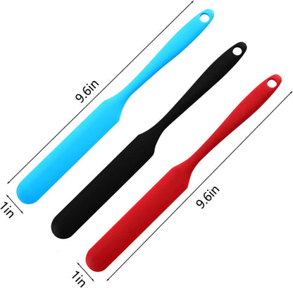 【5 Pack】Silicone Jar Spatula, Long Handle Jar Scraper Spurtle, Sourdough Spatula, Non-Stick Heat Resistant Cake Cream Spatulas Set, Small Spatulas for Kitchen Use