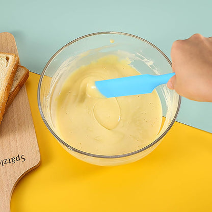 【5 Pack】Silicone Jar Spatula, Long Handle Jar Scraper Spurtle, Sourdough Spatula, Non-Stick Heat Resistant Cake Cream Spatulas Set, Small Spatulas for Kitchen Use