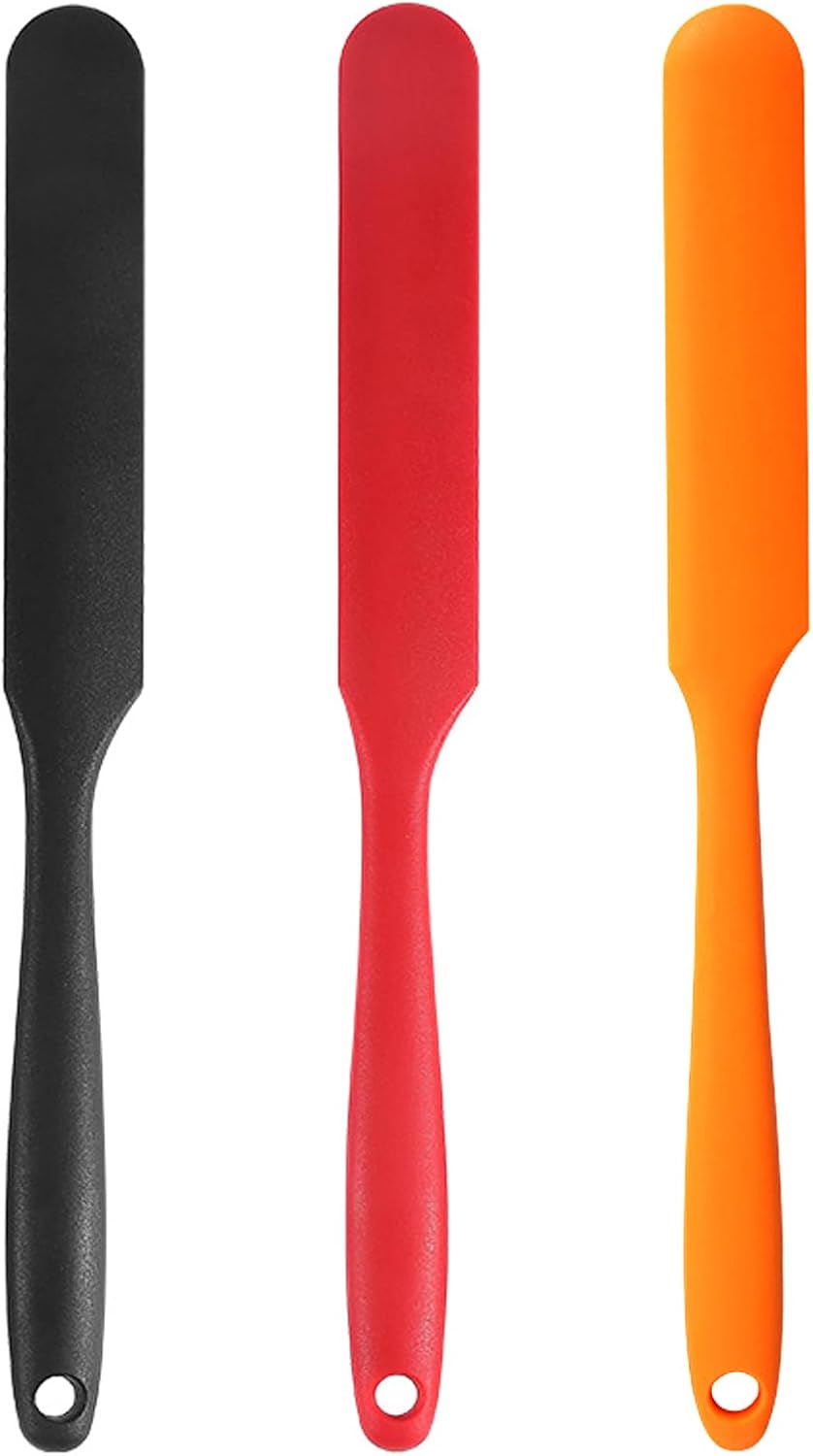 【5 Pack】Silicone Jar Spatula, Long Handle Jar Scraper Spurtle, Sourdough Spatula, Non-Stick Heat Resistant Cake Cream Spatulas Set, Small Spatulas for Kitchen Use
