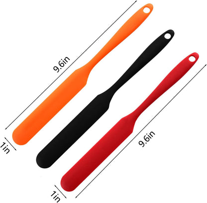 【5 Pack】Silicone Jar Spatula, Long Handle Jar Scraper Spurtle, Sourdough Spatula, Non-Stick Heat Resistant Cake Cream Spatulas Set, Small Spatulas for Kitchen Use