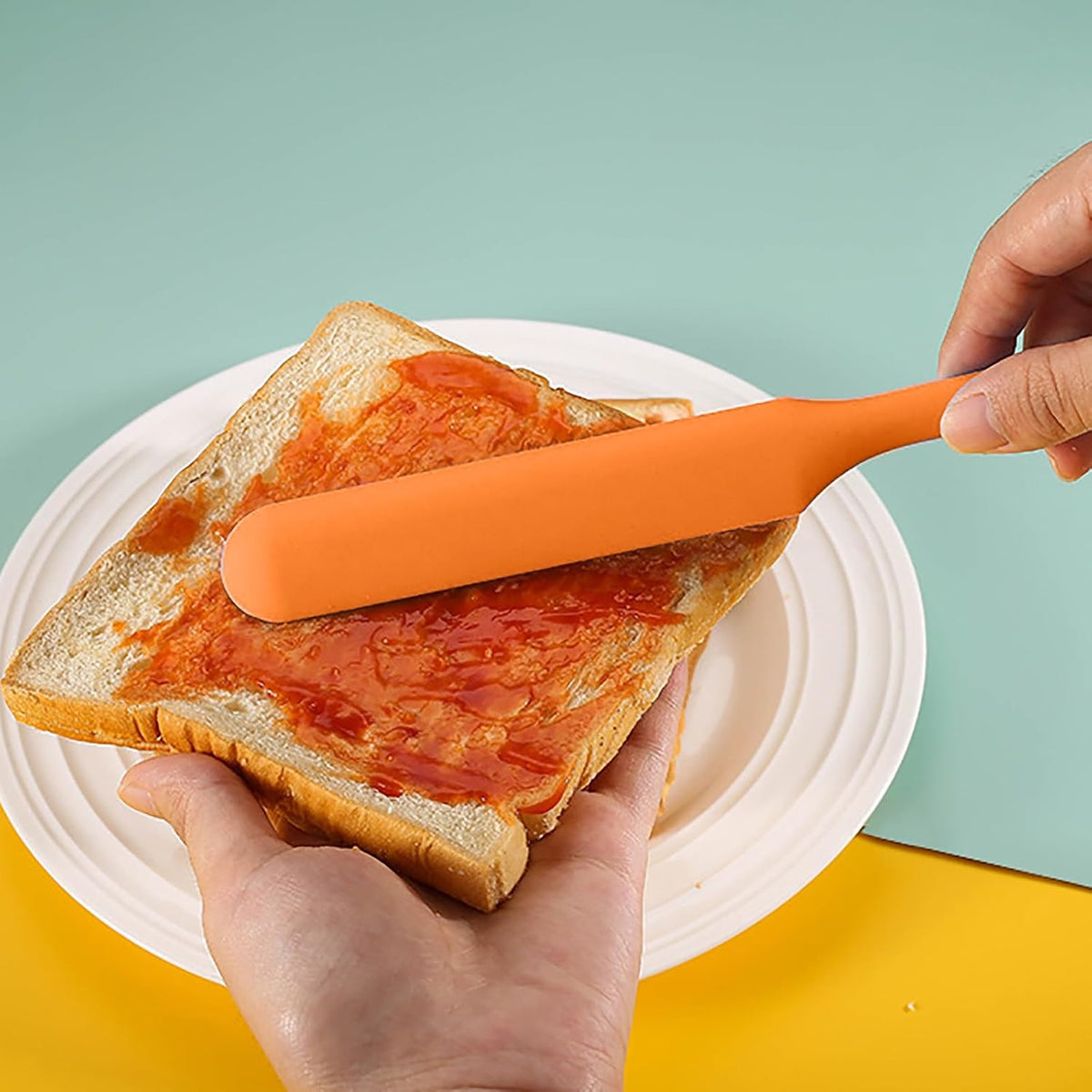【5 Pack】Silicone Jar Spatula, Long Handle Jar Scraper Spurtle, Sourdough Spatula, Non-Stick Heat Resistant Cake Cream Spatulas Set, Small Spatulas for Kitchen Use