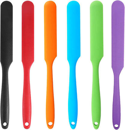 【5 Pack】Silicone Jar Spatula, Long Handle Jar Scraper Spurtle, Sourdough Spatula, Non-Stick Heat Resistant Cake Cream Spatulas Set, Small Spatulas for Kitchen Use