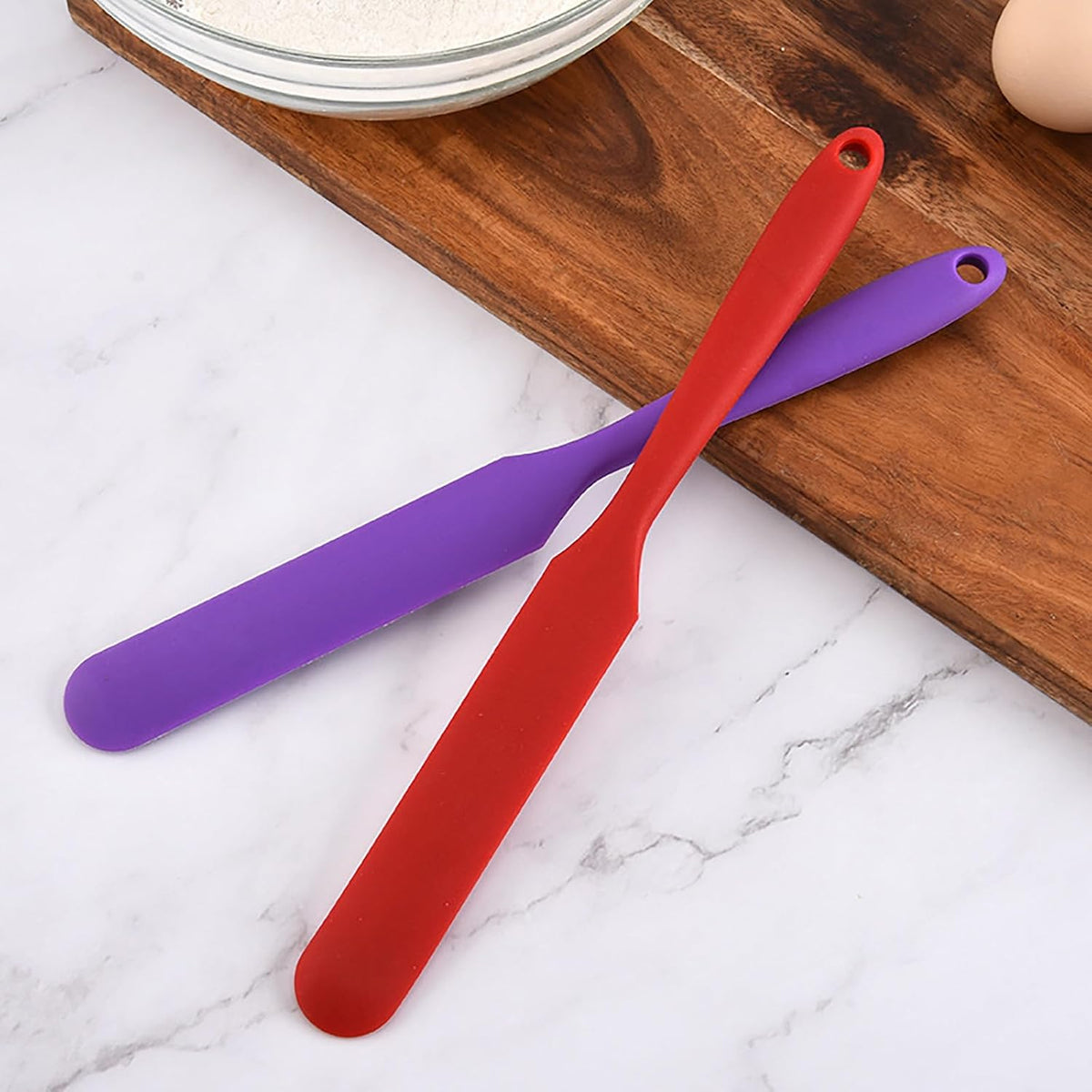 【5 Pack】Silicone Jar Spatula, Long Handle Jar Scraper Spurtle, Sourdough Spatula, Non-Stick Heat Resistant Cake Cream Spatulas Set, Small Spatulas for Kitchen Use