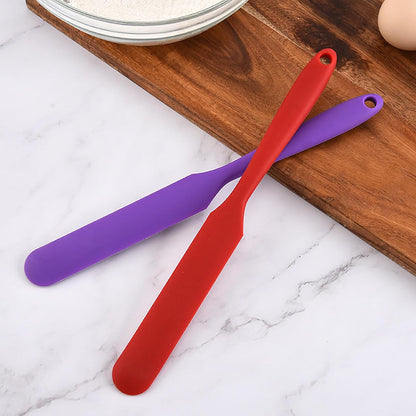 【5 Pack】Silicone Jar Spatula, Long Handle Jar Scraper Spurtle, Sourdough Spatula, Non-Stick Heat Resistant Cake Cream Spatulas Set, Small Spatulas for Kitchen Use