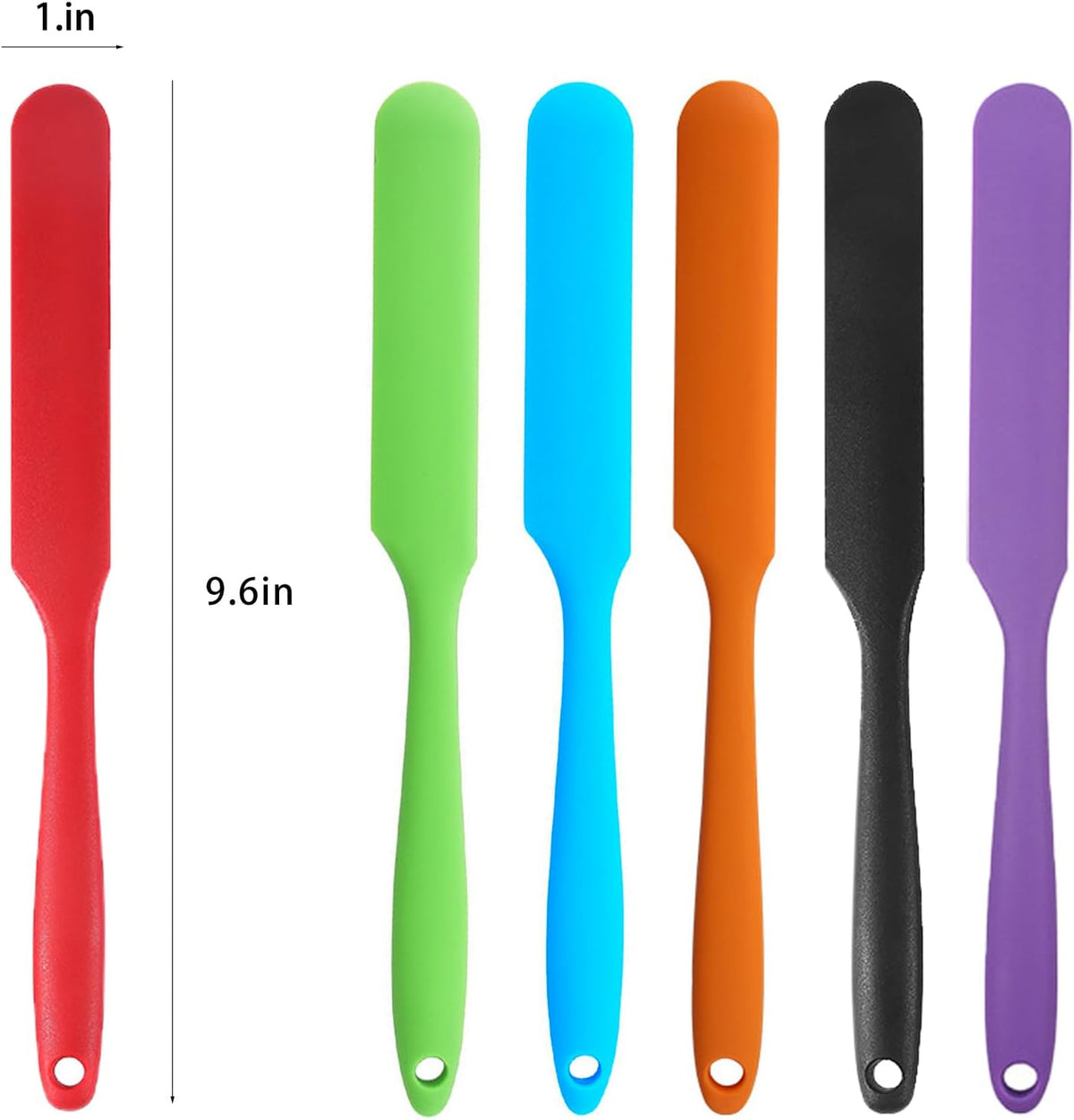【5 Pack】Silicone Jar Spatula, Long Handle Jar Scraper Spurtle, Sourdough Spatula, Non-Stick Heat Resistant Cake Cream Spatulas Set, Small Spatulas for Kitchen Use