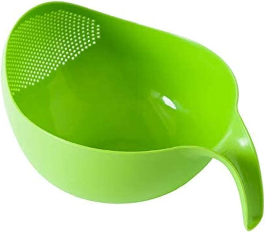 Rice Washing Filter Strainer Basket Colander Sieve Fruit Vegetable Bowl Drainer Cleaning Tools Home Kitchen Kit (S, green)