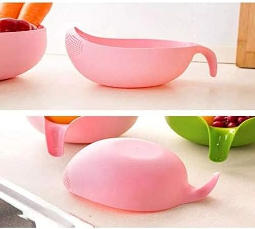 Rice Washing Filter Strainer Basket Colander Sieve Fruit Vegetable Bowl Drainer Cleaning Tools Home Kitchen Kit (S, green)