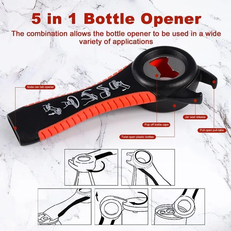 5 in 1 Bottle Opener, Multi Use Jar Opener, Non Slip Jar Opener Grip Pad - Easy to Use for Everyday Kitchen Tasks, Ideal for Weak Hand Strength (Teal)