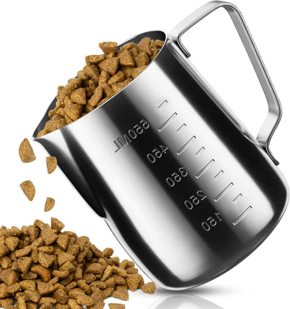 2.5 Cup Dog Food Scoop Stainless Steel Dog Food Measuring Cups Pet Food Scoop with Precision Scale for Dogs Cats