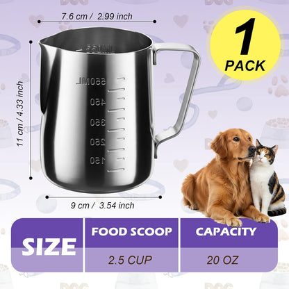 2.5 Cup Dog Food Scoop Stainless Steel Dog Food Measuring Cups Pet Food Scoop with Precision Scale for Dogs Cats