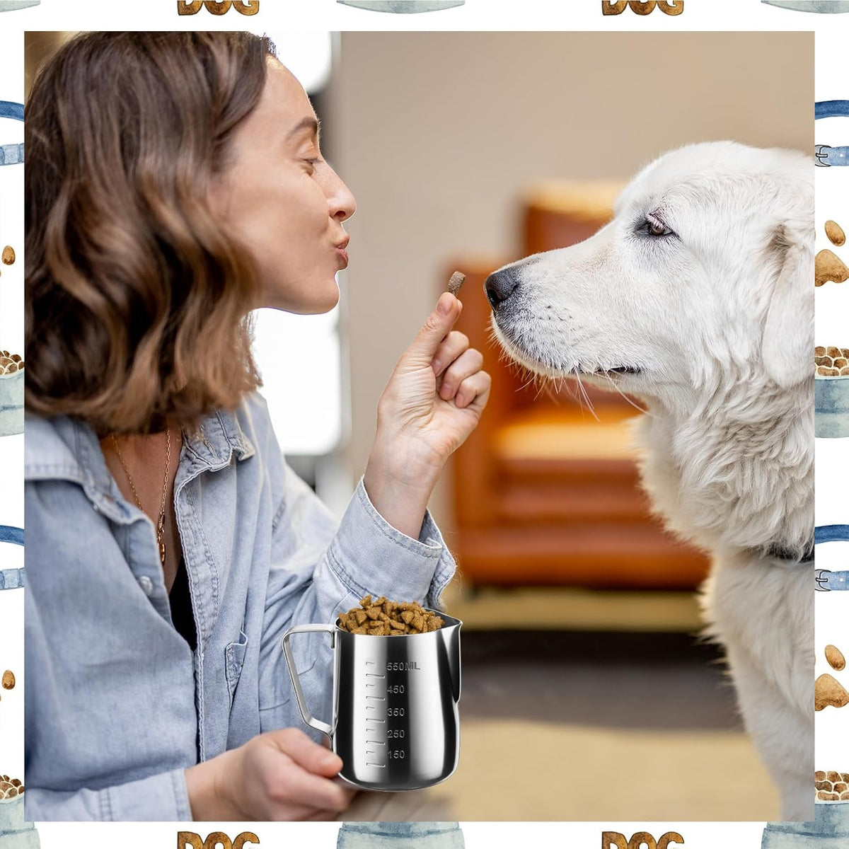 2.5 Cup Dog Food Scoop Stainless Steel Dog Food Measuring Cups Pet Food Scoop with Precision Scale for Dogs Cats