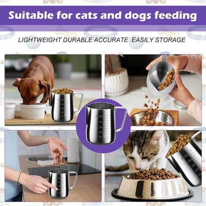 2.5 Cup Dog Food Scoop Stainless Steel Dog Food Measuring Cups Pet Food Scoop with Precision Scale for Dogs Cats