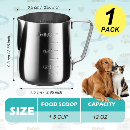 2.5 Cup Dog Food Scoop Stainless Steel Dog Food Measuring Cups Pet Food Scoop with Precision Scale for Dogs Cats