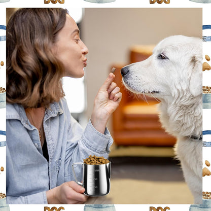 2.5 Cup Dog Food Scoop Stainless Steel Dog Food Measuring Cups Pet Food Scoop with Precision Scale for Dogs Cats