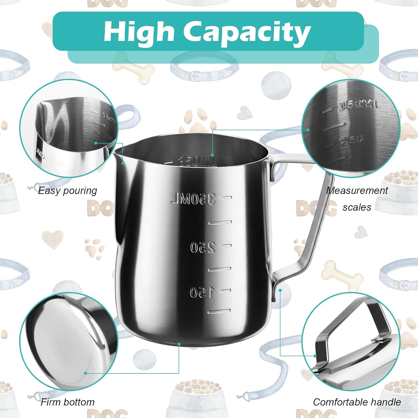 2.5 Cup Dog Food Scoop Stainless Steel Dog Food Measuring Cups Pet Food Scoop with Precision Scale for Dogs Cats