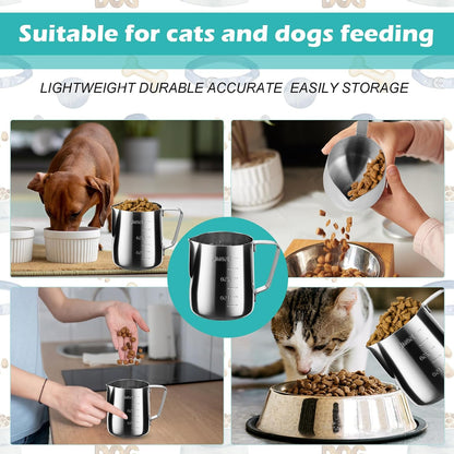 2.5 Cup Dog Food Scoop Stainless Steel Dog Food Measuring Cups Pet Food Scoop with Precision Scale for Dogs Cats